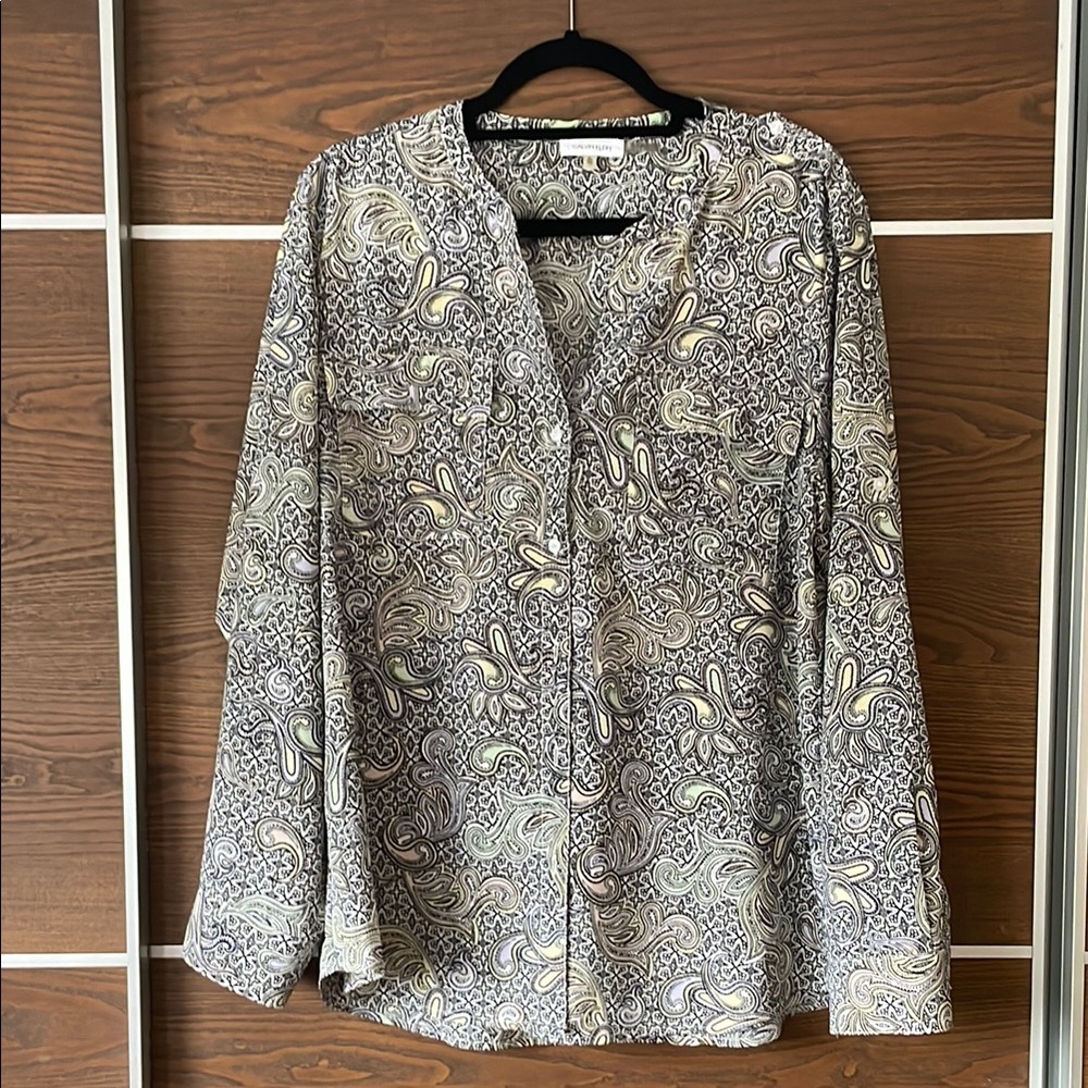 Paisley Button-Up Blouse